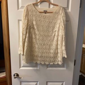 #115 Talbots Cream Lace Shirt Size 16 #115